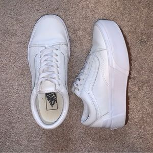Vans Old Skool White Leather Platform Sneakers